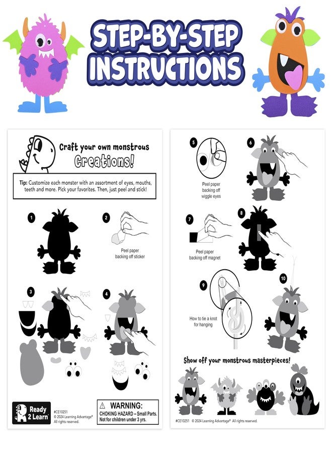 Ready 2 Learn Create Your Own Monsters | Set of 4 | DIY Craft for Kids | Magnetic | No Glue Required | Kid-Friendly Instructions - Image 5